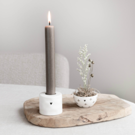 Candleholder Round Natural Shape | Ø:5,2 x 4,5 cm | Wit/Zwart | Bastion Collections