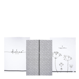 Theedoek | Dry Flower | Wit/Zwart | Bastion Collections