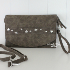 Schoudertasje - Clutch | Sterren Studs | Taupe