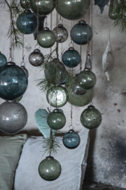 Kerstbal Glas Metal Chips | Moss Green | Small | IB Laursen