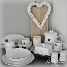 Breakfast Plate | Little Heart ♥ | Wit/Zwart | 23 cm | Bastion Collections