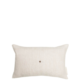 Kussen Little Heart Brown 100% Linnen | 30x50 cm | Light Naturel | Bastion Collections
