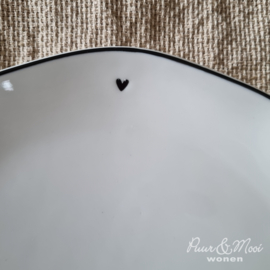 Breakfast Plate | Little Heart | Wit/Zwart | 23 cm | Bastion Collections