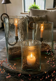 Windlicht Fien Medium | Antiekglas | 29,5 x 21,5 cm | Puur wonen