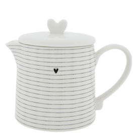 Theepot | Stripes | 1 Liter | Wit/Zwart | Bastion Collections