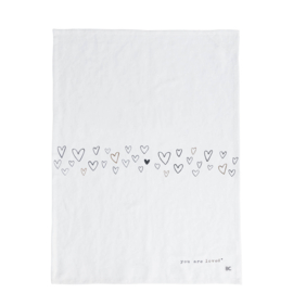 Theedoek Katoen/Linnen | You are Loved | Wit/Caramel | Bastion Collections