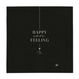 Servetten Happy Warm Feeling | 20 stuks | Zwart | Bastion Collections