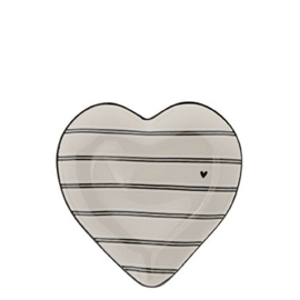 Spoon Holder Heart Plate | Stripes | 13x13 cm | Titane/Zwart | Bastion Collections