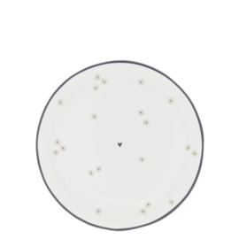 Dessert Plate Little Flowers | Ø:19 cm | Titane/Zwart | Bastion Collections