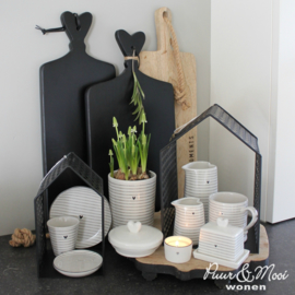 Candleholder | Hartje Open | Wit/Zwart | Bastion Collections 