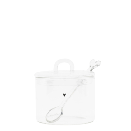 Suikerpot Heart & Lepeltje | Glas | Bastion Collections