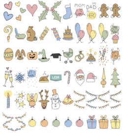 Holiday Emoticons | Voor Lightbox A3, A4, A5 | LEDR