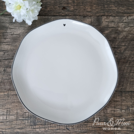 Breakfast Plate | Little Heart | Wit/Zwart | 23 cm | Bastion Collections