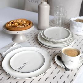 Ontbijt- Dessert Bord | LOVE ♥ | Ø:19 cm | Wit/Zwart | Bastion Collections