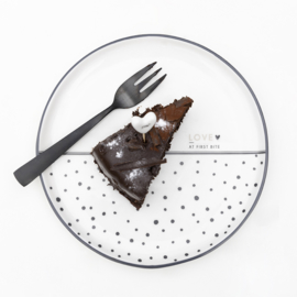 Ontbijt- Dessert Bord | Love at first Bite | Ø:19 cm | Wit/Zwart | Bastion Collections