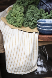 Theedoek Naturel w/Small Mustard Stripes | IB Laursen