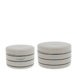 Ceramic Box Stripes | Set 2 stuks Ø: 10 & 12 cm | Titane/Zwart | Bastion Collections