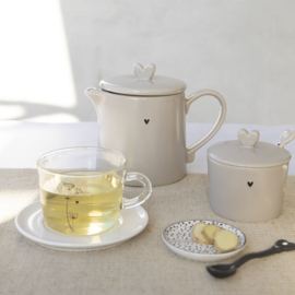 Tea Tip | Flower with Stripe & Heart | Wit/Titane/Zwart | Bastion Collections