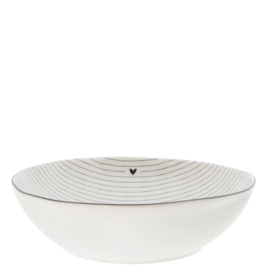 Soup Plate | Stripes "Little ♥" Zwart | Ø:21 cm | Bastion Collections