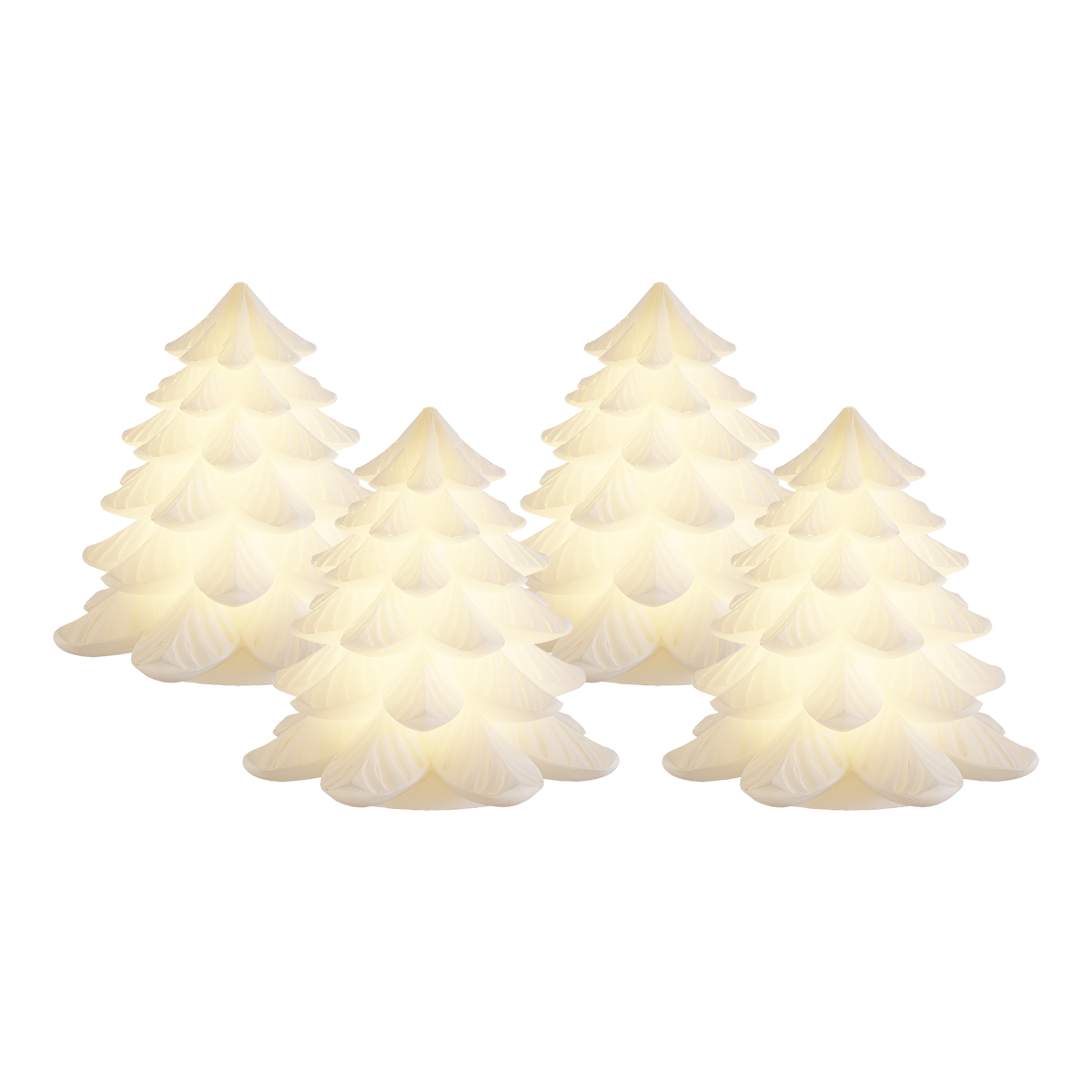 LED Dennenboom Set 4 stuks | Wit | 7 cm | Deluxe Homeart