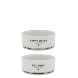 Waterbakje Kat | Happy Water | Wit/Zwart | Bastion Collections