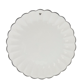 Breakfast Plate  Ruffle | Wit "Little ♥" Zwart | 23 cm | Bastion Collections