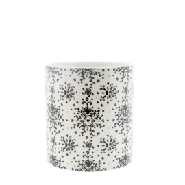 Flowerpot Barok | Ø:13,3x14 cm | Wit/Zwart | Bastion Collections