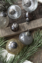 Kerstbal Glas Metal Chips | Grey | Small | IB Laursen
