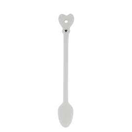 Lepel Latte Macchiato | 18,5 cm | Wit met  Zwart hartje | Bastion Collections