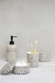 Ceramic Box Confetti | Set 2 stuks Ø: 10 & 12 cm | Titane/Zwart | Bastion Collections