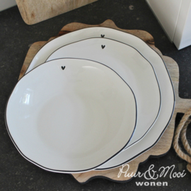 Soup Plate | Little Heart ♥ | Wit/Zwart | Ø:21 cm | Bastion Collections