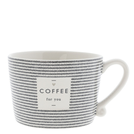 Mok Large | Stripes and Coffee | Wit/Zwart | Bastion Collections