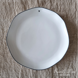 Breakfast Plate | Little Heart | Wit/Zwart | 23 cm | Bastion Collections