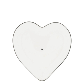 Heart Plate Dessert- Gebaksbord | 17,5x18,5 cm | Wit/Zwart | Bastion Collections