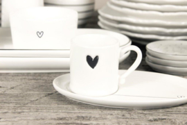 Espresso Plate | Happy Espresso | Wit/Zwart | Bastion Collections