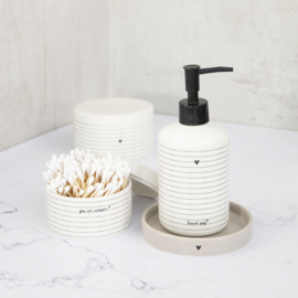 Ceramic Box White Stripes | Set 2 stuks Ø: 10 & 12 cm | Wit/Zwart | Bastion Collections