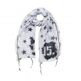 Shawl White Black Stars