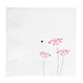 Servetten Flowers Rose | Large 20 pcs 16,5 x 16,5 cm | Bastion Collections