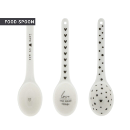 Food Spoon | Hearts | 13 cm | Wit/Zwart | Bastion Collections