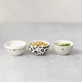 Bowl Mini | Leopard | Ø:6 x 3 cm | Wit/Zwart | Bastion Collections