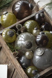 Kerstbal Glas Metal Chips | Grey | Small | IB Laursen