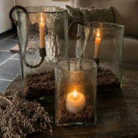 Windlicht Fien Medium | Antiekglas | 29,5 x 21,5 cm | Puur wonen
