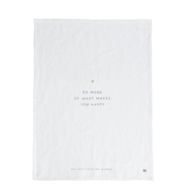 Theedoek Katoen/Linnen | Makes you Happy | Wit/Zwart | Bastion Collections