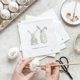 Servetten Somebunny loves You  | Large 20 pcs 16,5 x 16,5 cm | Bastion Collections 