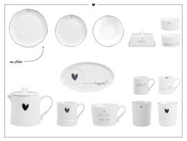 Dinner Plate | Little Heart ♥ | Wit/Zwart | 27 cm | Bastion Collections