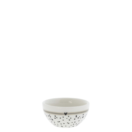 Bowl Mini | Dots, Stripe & Heart | Ø:6 x 3 cm | Wit/Zwart | Bastion Collections