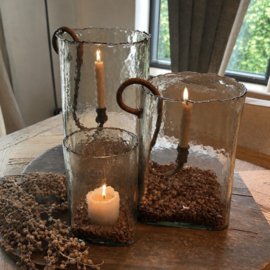 Windlicht Fien Medium | Antiekglas | 29,5 x 21,5 cm | Puur wonen