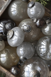 Kerstbal Glas Metal Chips | Grey | Small | IB Laursen