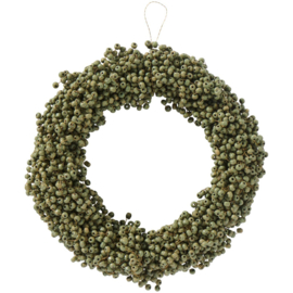 Krans met Houten Kralen | Ø:25 x 5 cm | Groen | IB Laursen