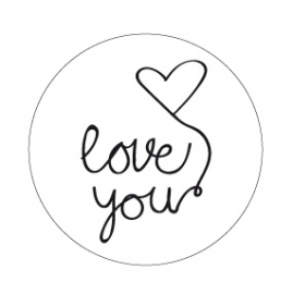Stickers "Love You" Wit/Zwart Set 10